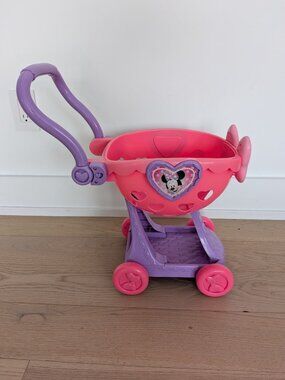 Disney Minnie Mouse Shopping Cart Kids Play Pretend Pink and Purple